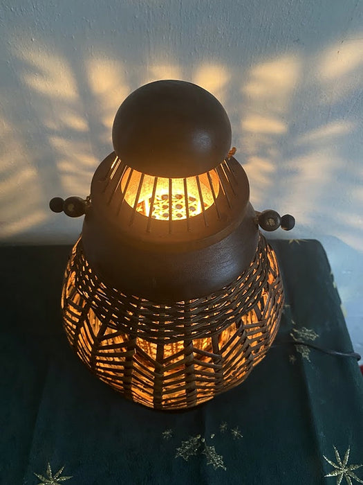 Vintage Rattan Table Lamp Circa 1980s