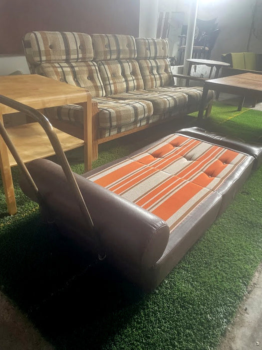 Vintage Yugoslav Design Convertible Leather Chair Bed, 1970s