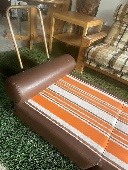 Vintage Yugoslav Design Convertible Leather Chair Bed, 1970s