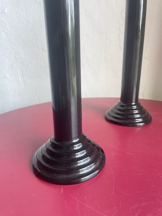 Pair of Postmodern Black Ceramic Candle Holders by Waechtersbach, 1980s