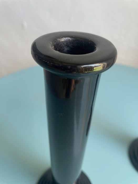 Pair of Postmodern Black Ceramic Candle Holders by Waechtersbach, 1980s