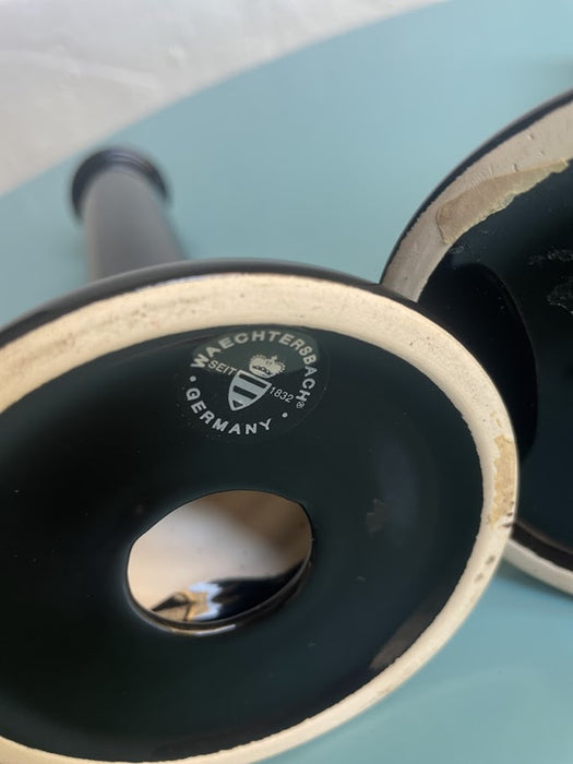 Pair of Postmodern Black Ceramic Candle Holders by Waechtersbach, 1980s