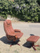 Scandinavian Brown Leather Recliner Lounge Chair with Ottoman, circa 1990