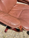 Scandinavian Brown Leather Recliner Lounge Chair with Ottoman, circa 1990