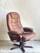 Scandinavian Brown Leather Recliner Lounge Chair with Ottoman, circa 1990