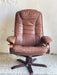 Scandinavian Brown Leather Recliner Lounge Chair with Ottoman, circa 1990