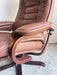 Scandinavian Brown Leather Recliner Lounge Chair with Ottoman, circa 1990