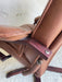Scandinavian Brown Leather Recliner Lounge Chair with Ottoman, circa 1990