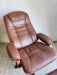 Scandinavian Brown Leather Recliner Lounge Chair with Ottoman, circa 1990