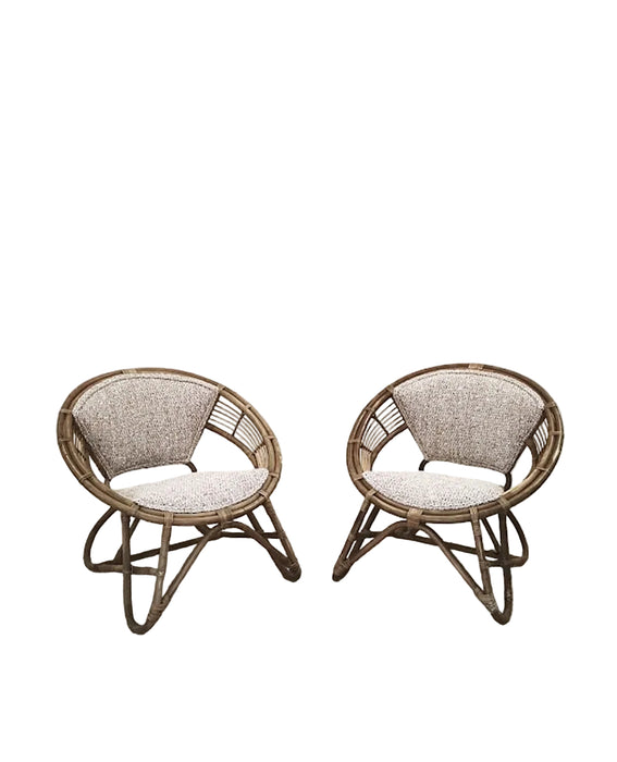 Rare Pair of Japanese Imaeda Rattan Lounge Chairs 1960s