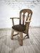 Dutch Brutalist Solid Oak Armchair with Reupholstered Leather Seat, 1970s