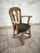 Dutch Brutalist Solid Oak Armchair with Reupholstered Leather Seat, 1970s