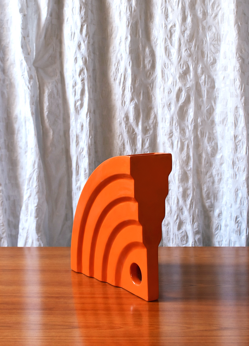 Luciano Florio Paccagnella – SHELL Orange Ceramic Vase, 1990s