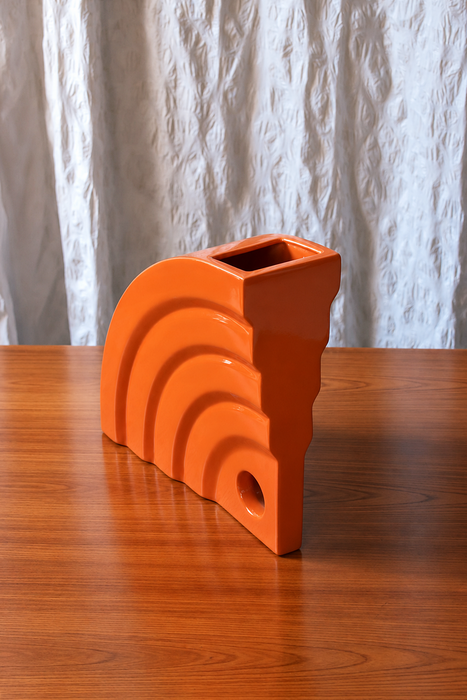 Luciano Florio Paccagnella – SHELL Orange Ceramic Vase, 1990s
