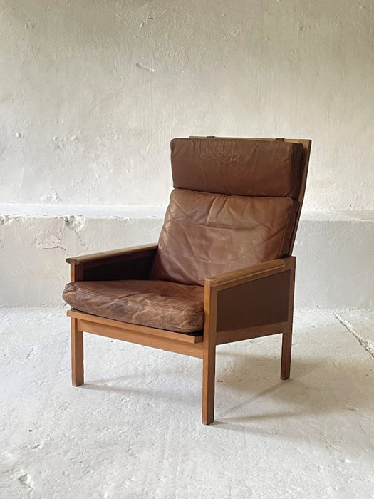 Illum Wikkelsø Capella Leather High Back Lounge Chair for Eilersen 1960s Denmark