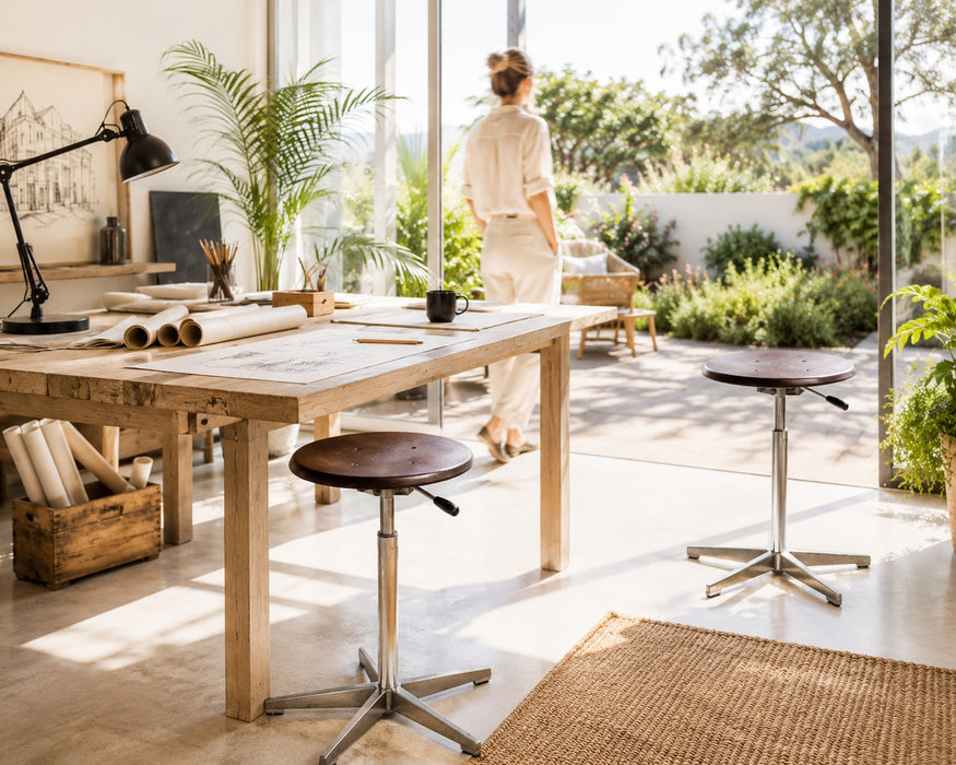 Pair of Vintage Embru Adjustable Atelier Stools, Switzerland, 1960s–1970s
