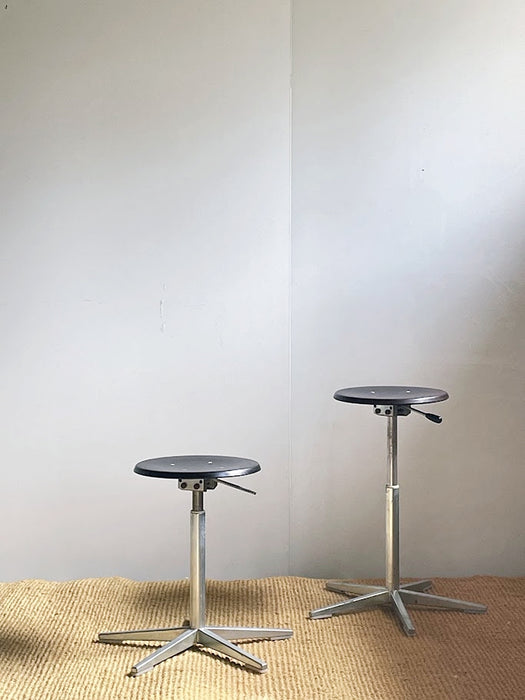 Pair of Vintage Embru Adjustable Atelier Stools, Switzerland, 1960s–1970s