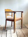 Swiss Art Deco Wood Armchair with Brown Leather Seat, 1930s