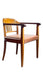 Swiss Art Deco Wood Armchair with Brown Leather Seat, 1930s