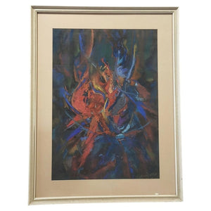 Sz. Kovács Géza “Shaman Dance II” Framed Pastel Painting, Hungary 2001