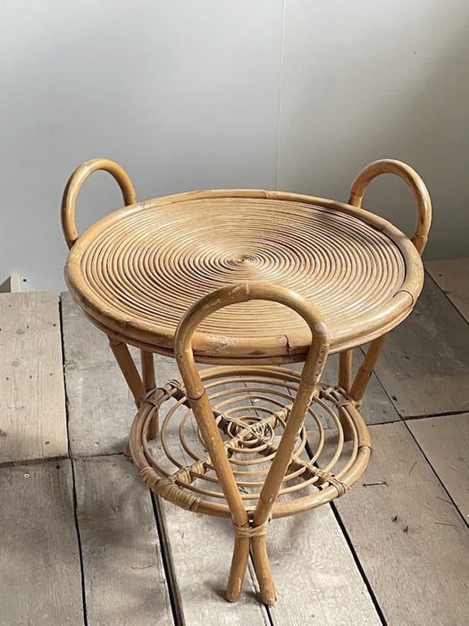 handcrafted rattan side table made in Japan