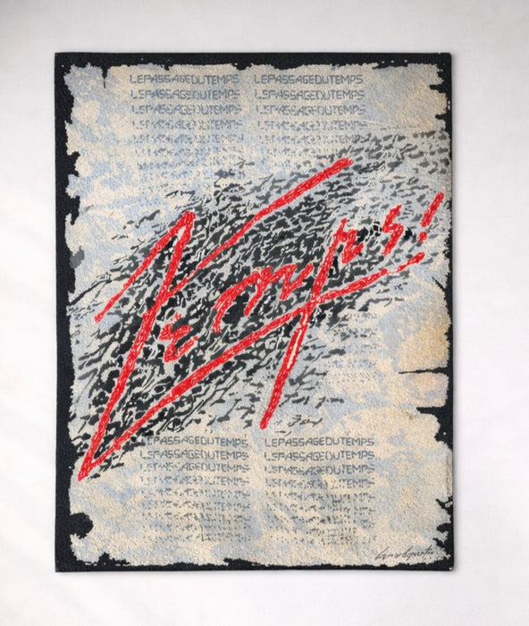 Bernard Quentin Le Passage du Temps Hand Tufted Wool Art Tapestry France 1998