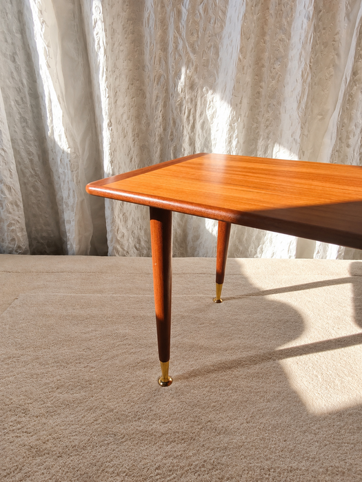 Mid-Century Modern Teak Coffee Table with Brass Feet, Sweden circa 1960