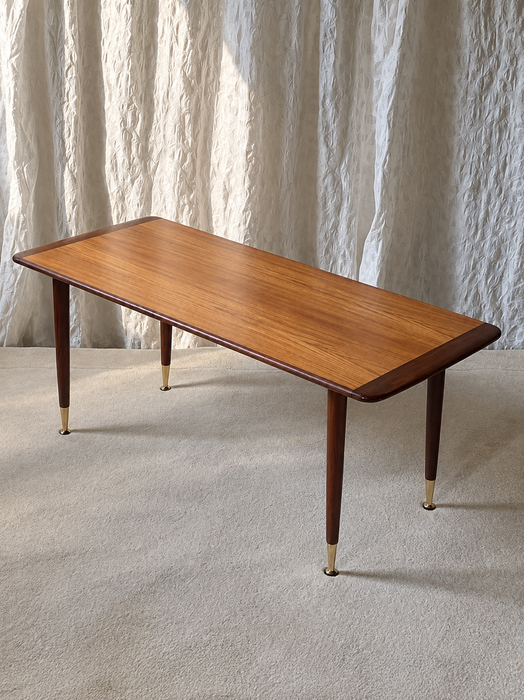 Mid-Century Modern Teak Coffee Table with Brass Feet, Sweden circa 1960