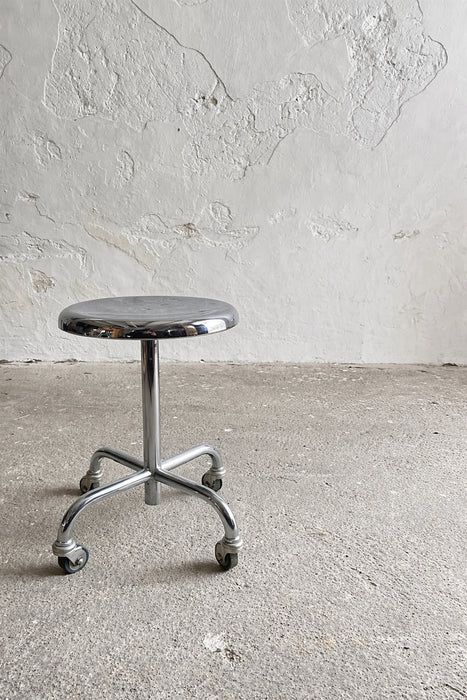 Rollen Zürich Authentic Swiss Bauhaus Industrial Chrome Swivel Stool circa 1950s