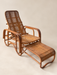 Mid-Century Adjustable Rattan Lounge Chair with Retractable Footrest, Japan