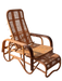 Mid-Century Adjustable Rattan Lounge Chair with Retractable Footrest, Japan