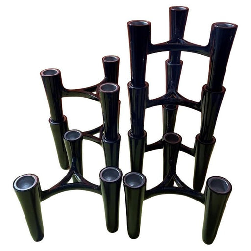Set of 7 Black Candle Holders Design Koziol Hommage 2005 Germany - Artibus365