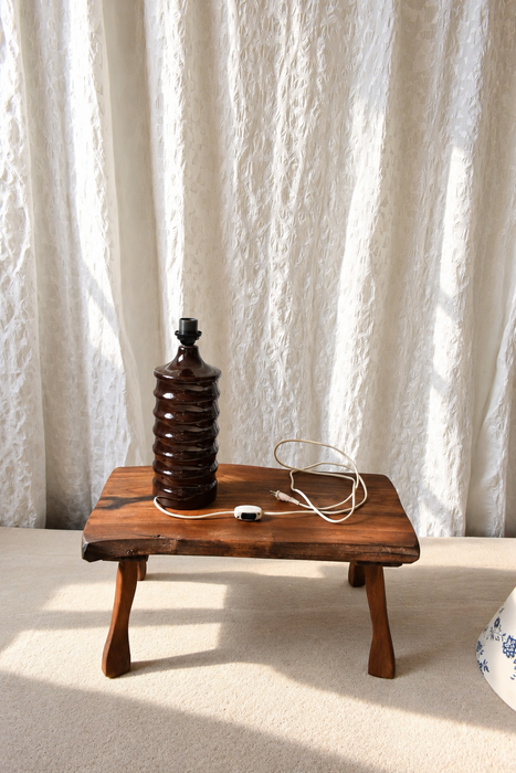 Sculptural Ribbed Ceramic Table Lamp Hungary 1970s