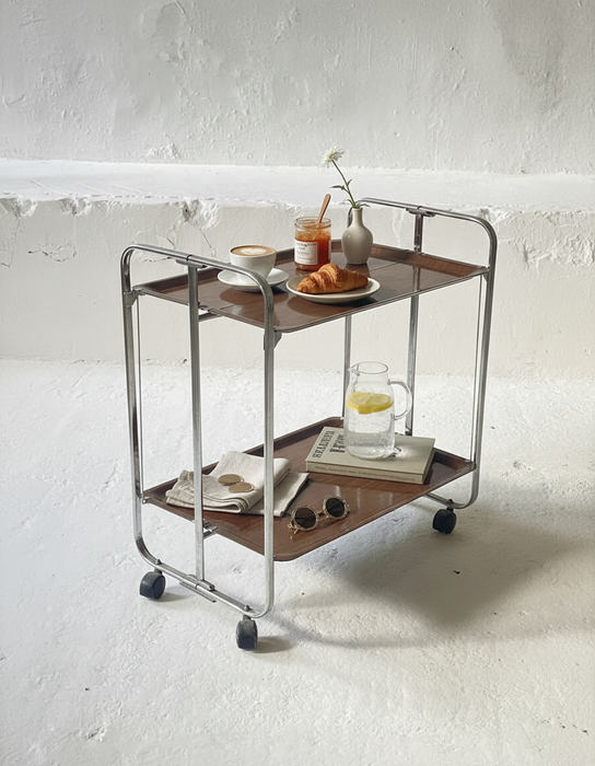 Midcentury Chrome Folding Serving Trolley, 1950s Germany