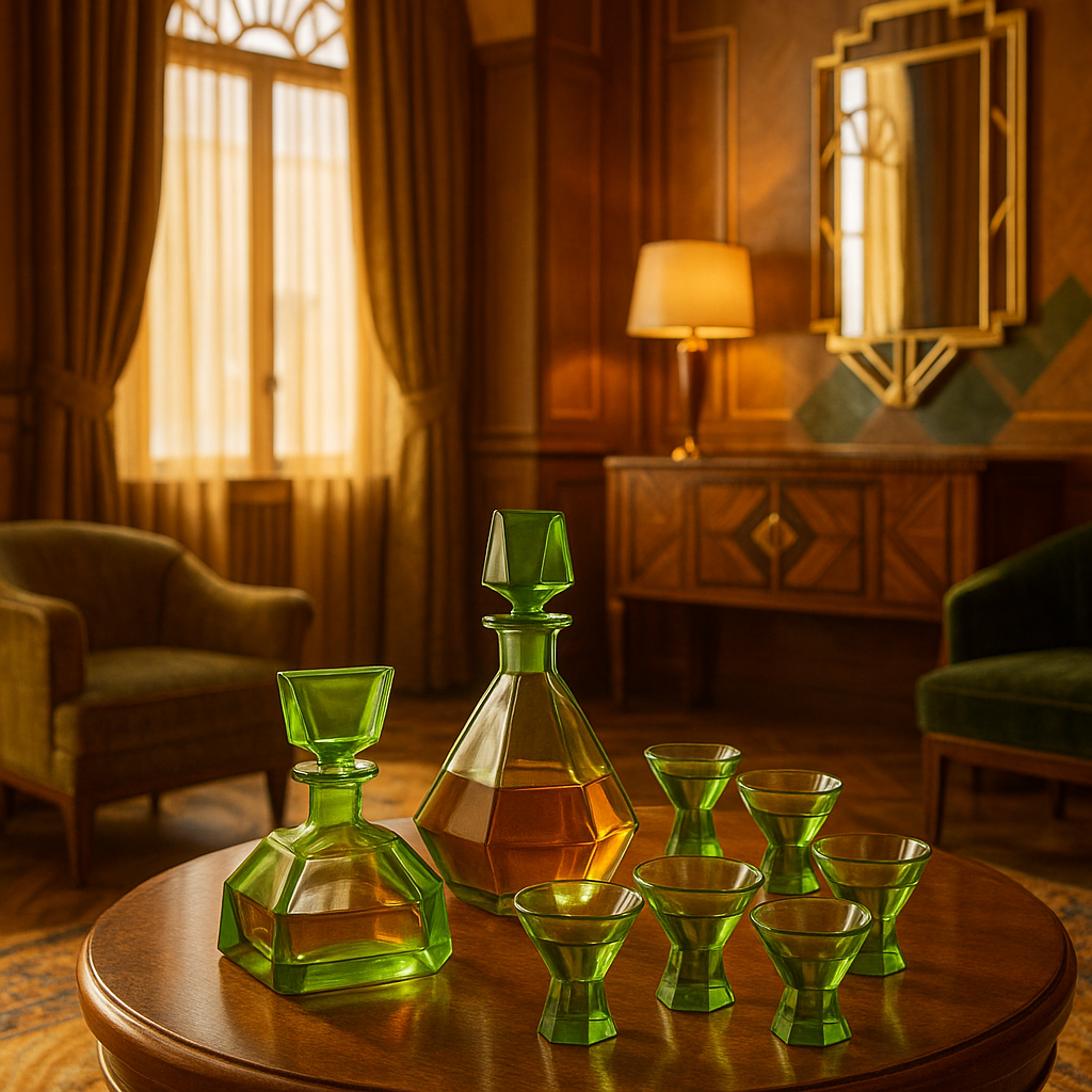 Art Deco Ital kináló szett poharakkal