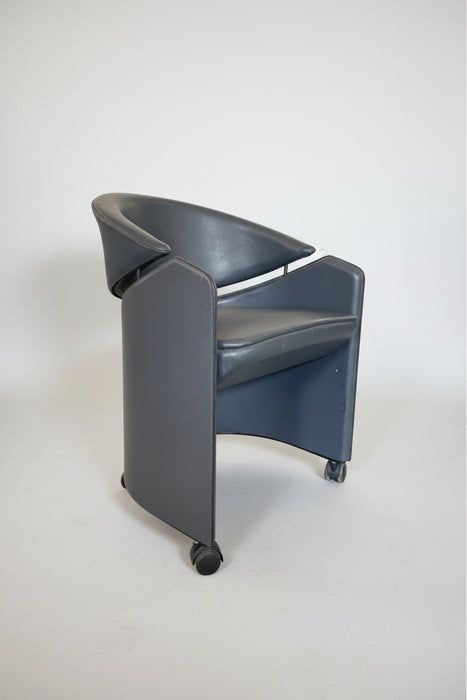 Italian Leather Armchair on Casters by Matteo Grassi