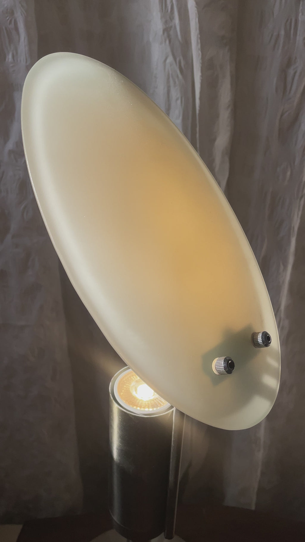 Adjustable Frosted Glass Disc Table Lamp, France 1990s