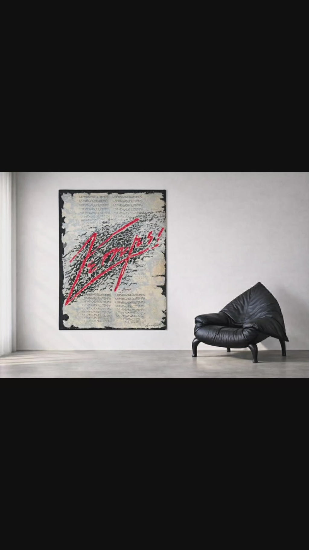 This monumental 170 × 248 cm interpretation of Le Passage du Temps (The Passage of Time) by Bernard Quentin