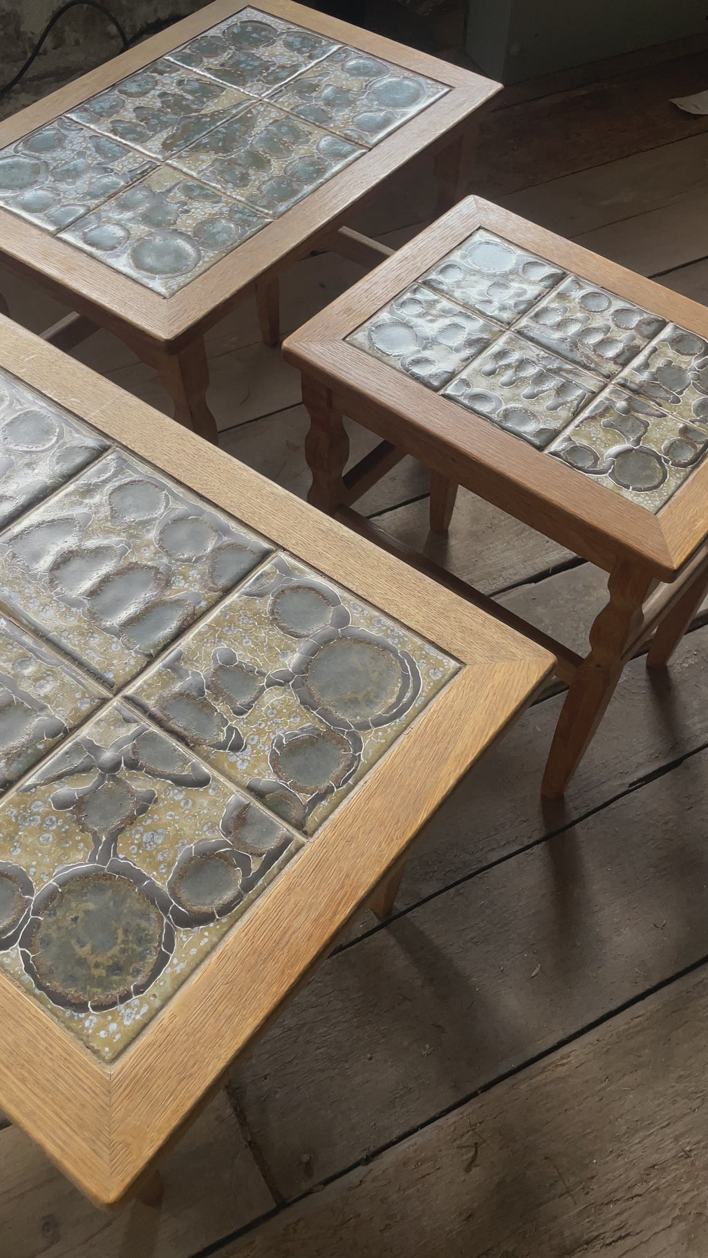 Henning Kjærnulf Set of Three Oak Nesting Tables for EG Kvalitets, Denmark 1960s