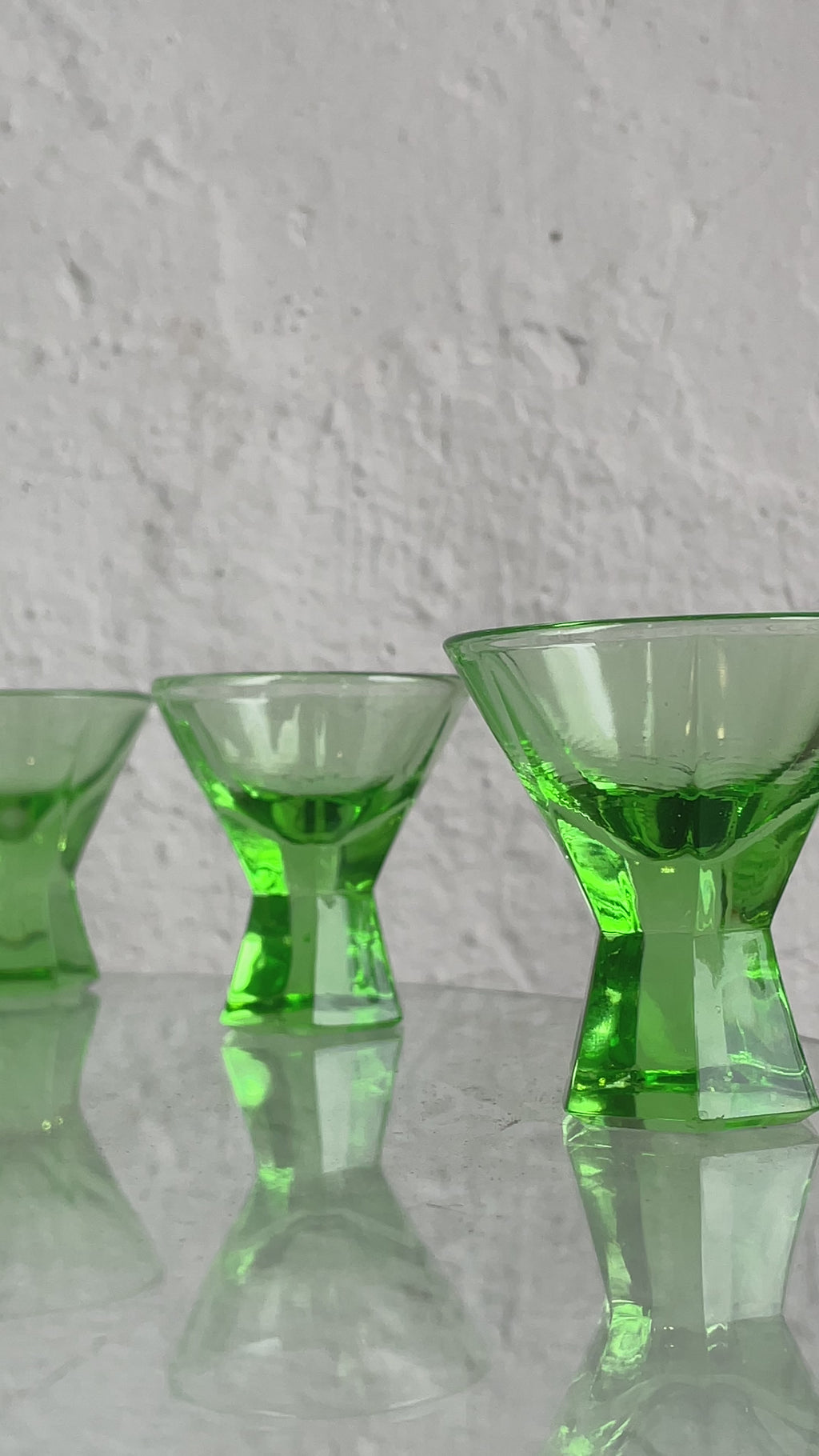 Green Glass Art Deco Liquor decanter set