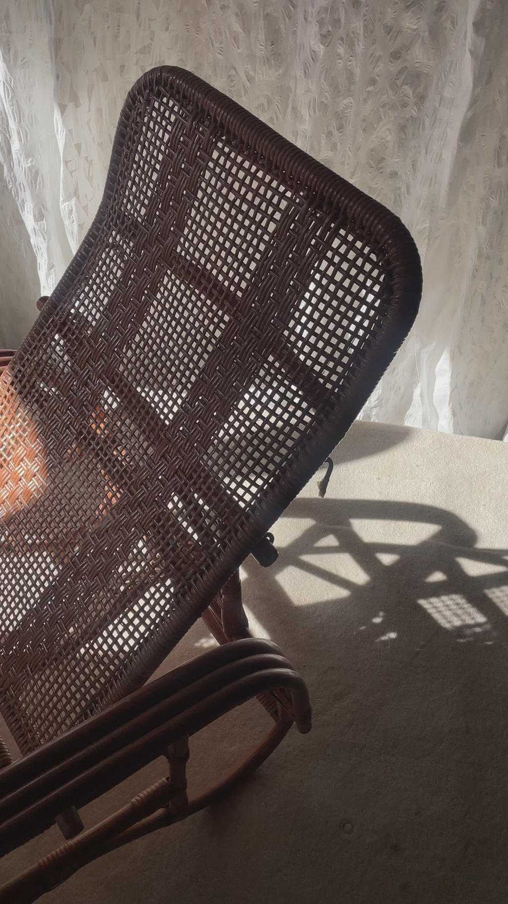 Mid-Century Adjustable Rattan Lounge Chair with Retractable Footrest, Japan