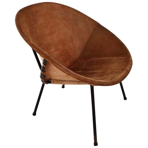 Vintage Balloon Suede Easy Chair, 1960s, Hungary