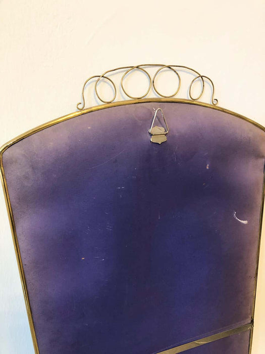 Vintage Italian Brass Framed Faceted Mirror, 1950s