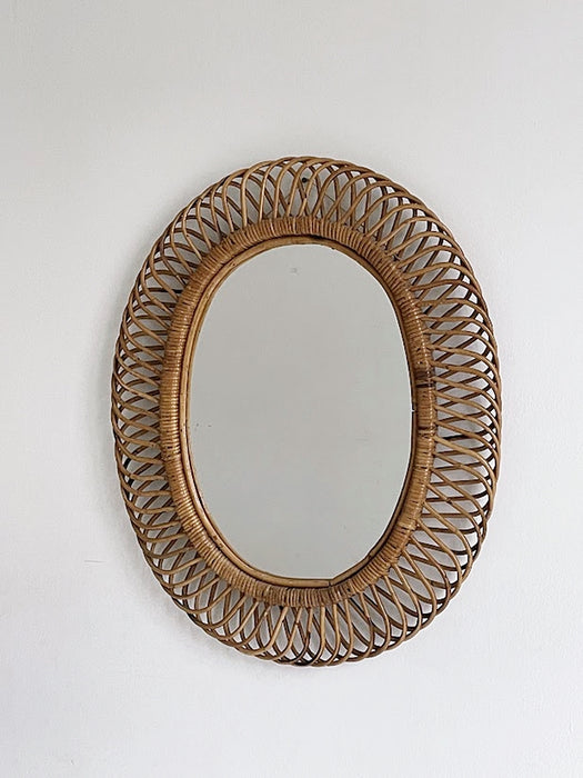 Franco Albini for Bonacina Bamboo Oval Wall Mirror, Italy, 1960s