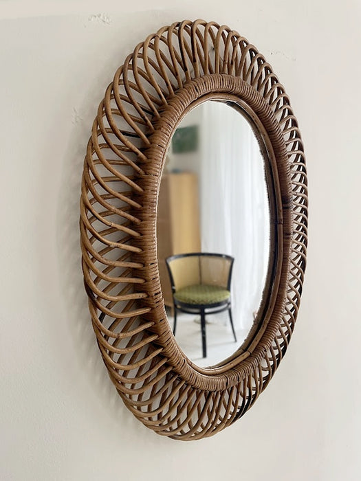 Franco Albini for Bonacina Bamboo Oval Wall Mirror, Italy, 1960s