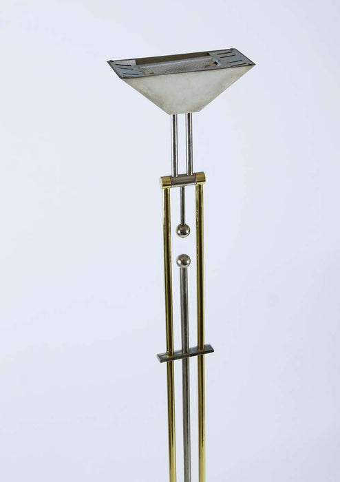 Goetz Chrome and Brass Adjustable Halogen Floor Lamp with Dimmer, Germany, 1970