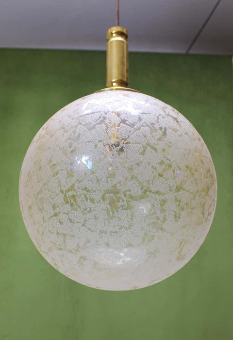 Mid-Century Modern Ice Glass Globe Pendant Germany, 1970s