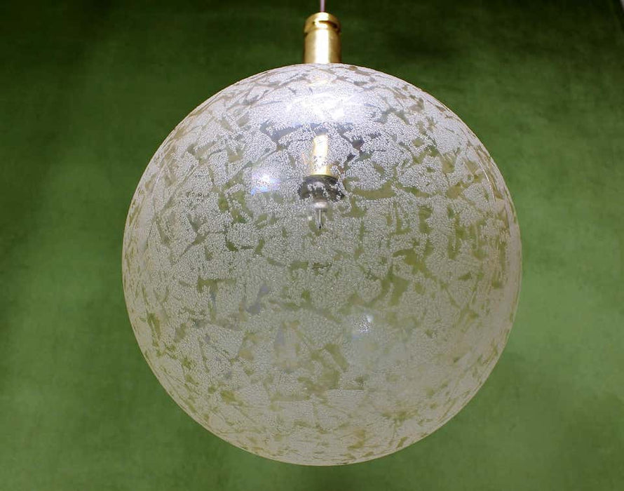 Mid-Century Modern Ice Glass Globe Pendant Germany, 1970s