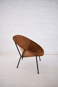 Vintage Balloon Suede Easy Chair, 1960s, Hungary
