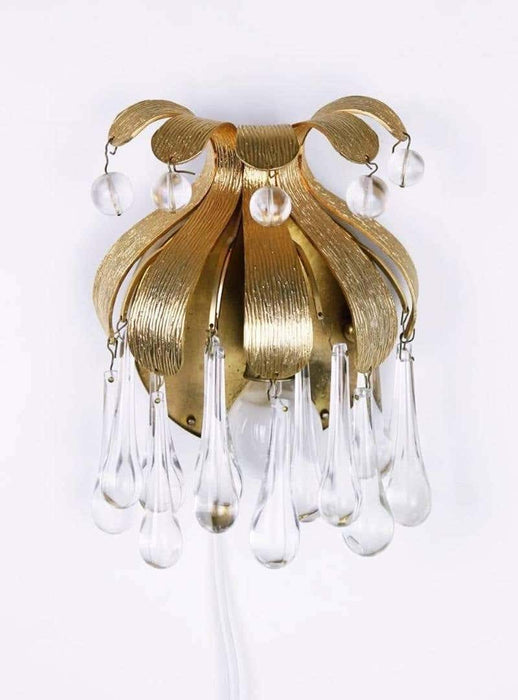 Gilded Brass and Crystal Sconces from Palwa, 1970s, Set of Two